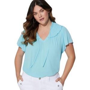 NWT Torrid Gauge Smocked Yoke Ruffle Top Size 4X